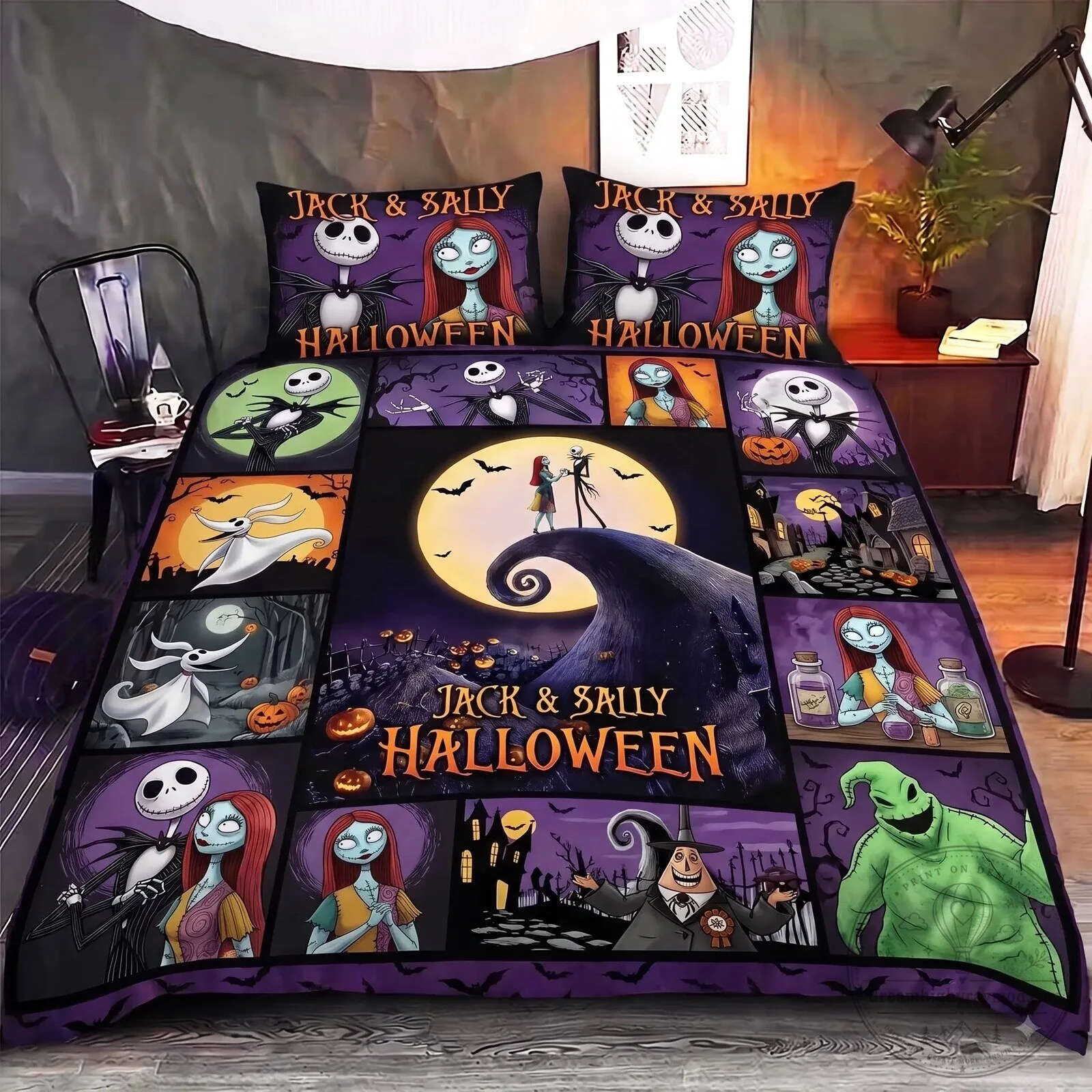 Jack and Sally Halloween The Nightmare Before Christmas Bedding Set