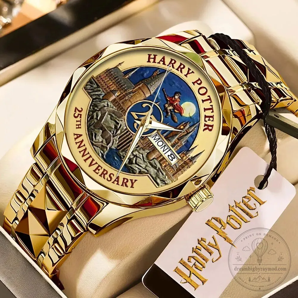 Harry Potter 25th Anniversary Hogwarts Castle Golden Luxury Watch