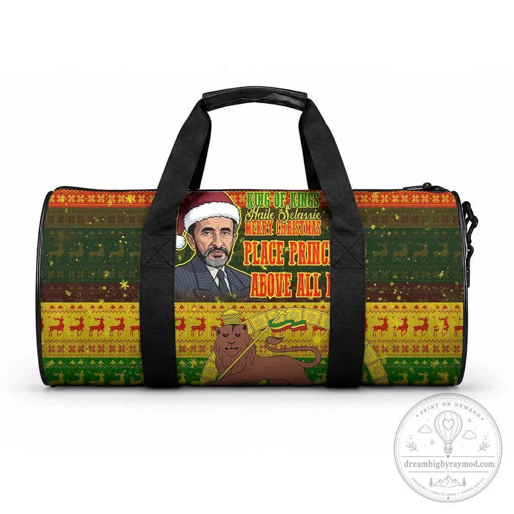 Haile Selassie Christmas King of Kings Lion of Judah Holiday Duffle Bag