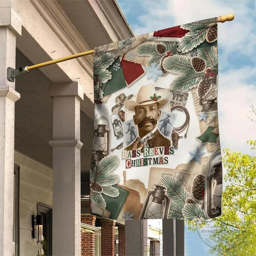 Bass Reeves Christmas Old West Marshal Frontier Collage Vintage Garden Flag