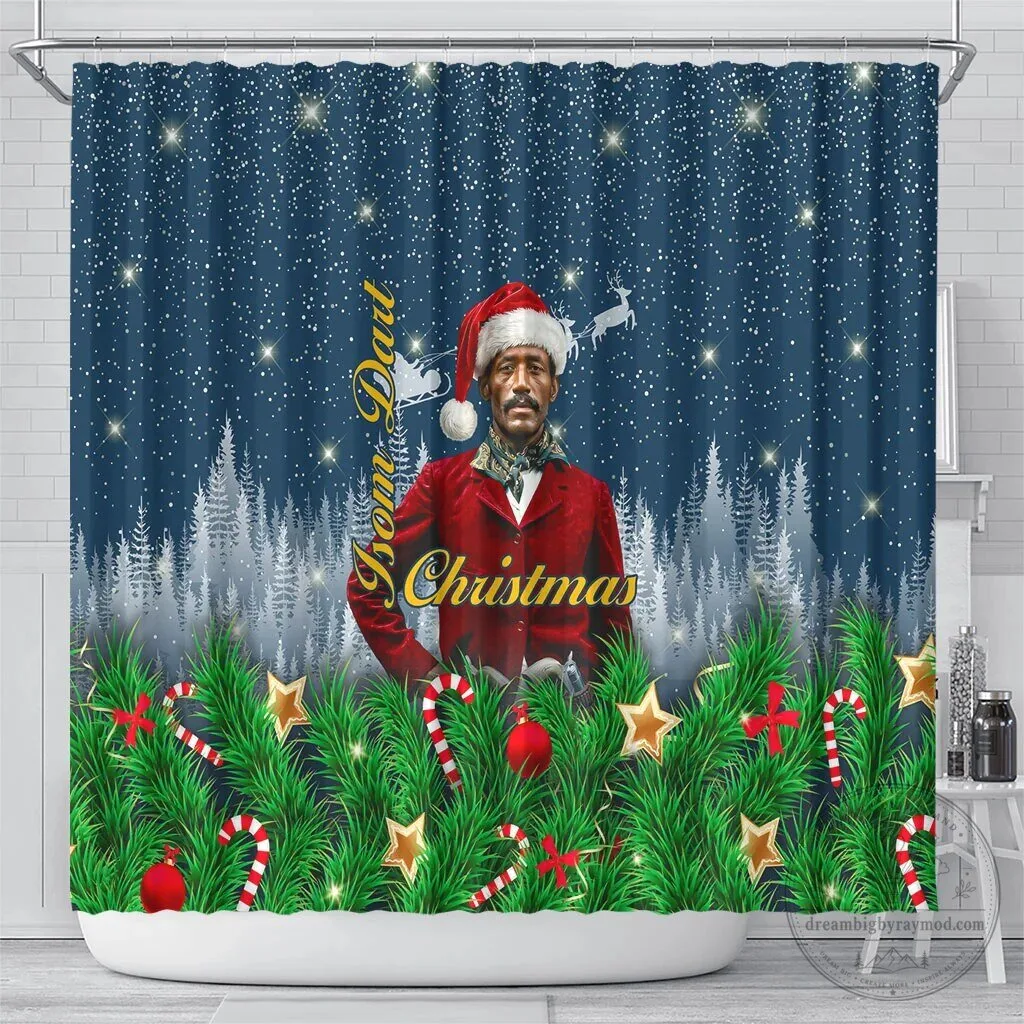 Isom Dart Christmas Black Cowboy Santa Western Snow Winter Forest Shower Curtain 6 Isom Dart Christmas Black Cowboy Santa Western Snow Winter Forest Shower Curtain