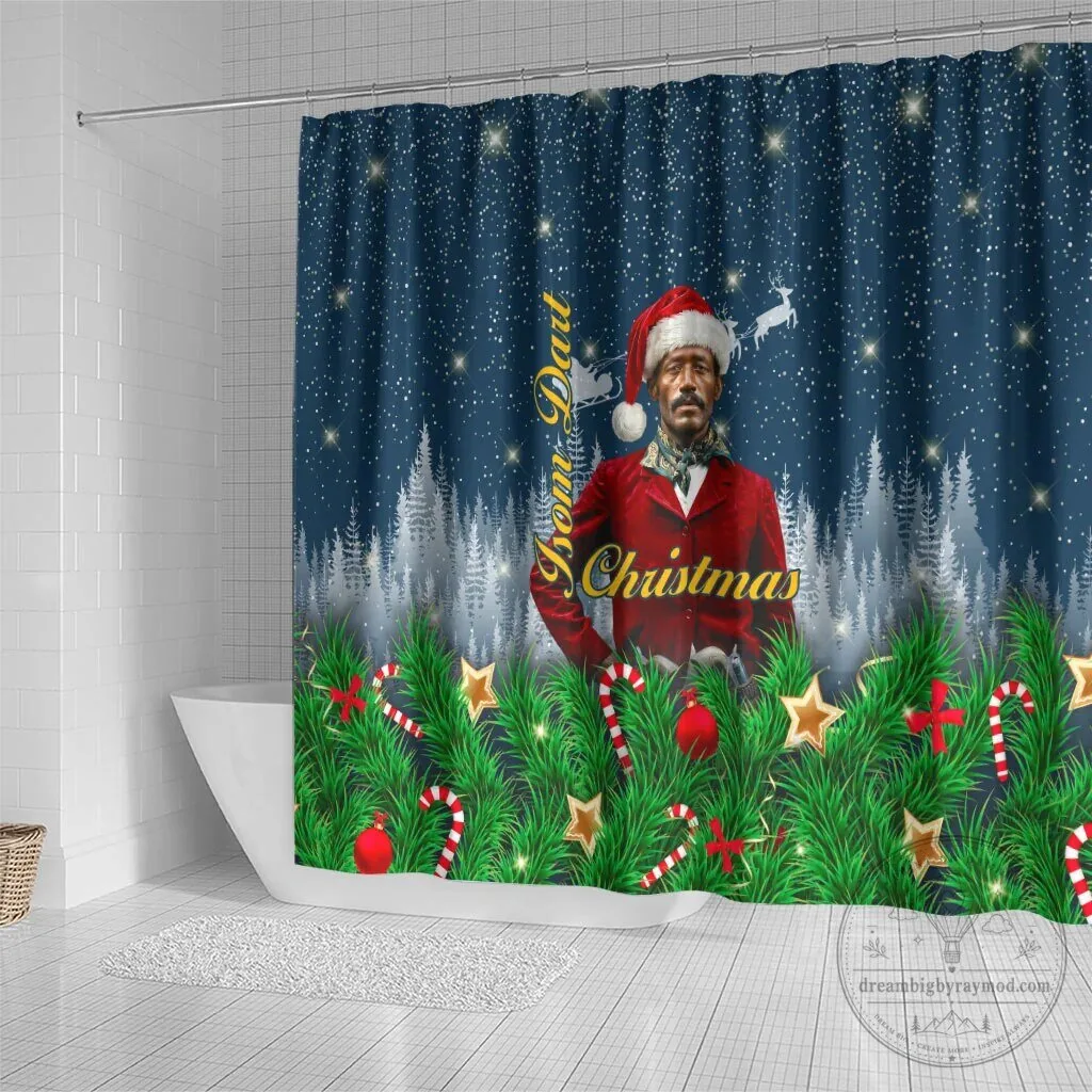Isom Dart Christmas Black Cowboy Santa Western Snow Winter Forest Shower Curtain 7 Isom Dart Christmas Black Cowboy Santa Western Snow Winter Forest Shower Curtain