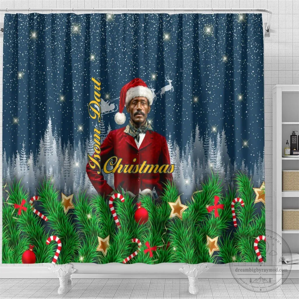 Isom Dart Christmas Black Cowboy Santa Western Snow Winter Forest Shower Curtain 9 Isom Dart Christmas Black Cowboy Santa Western Snow Winter Forest Shower Curtain