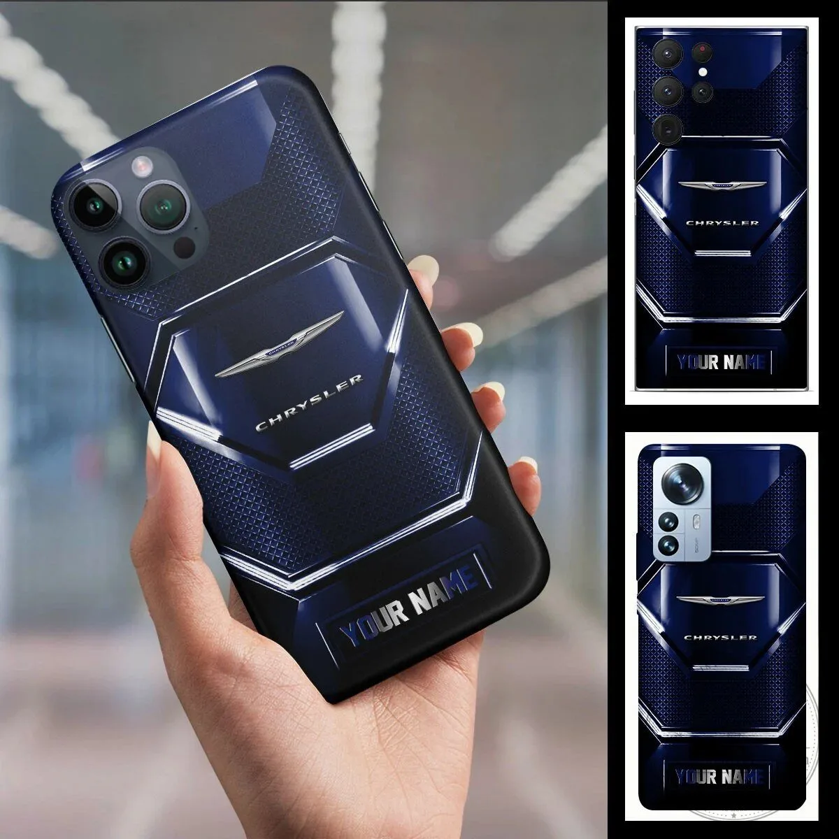 Chrysler Personalized Custom Name Blue Automotive Phone Case