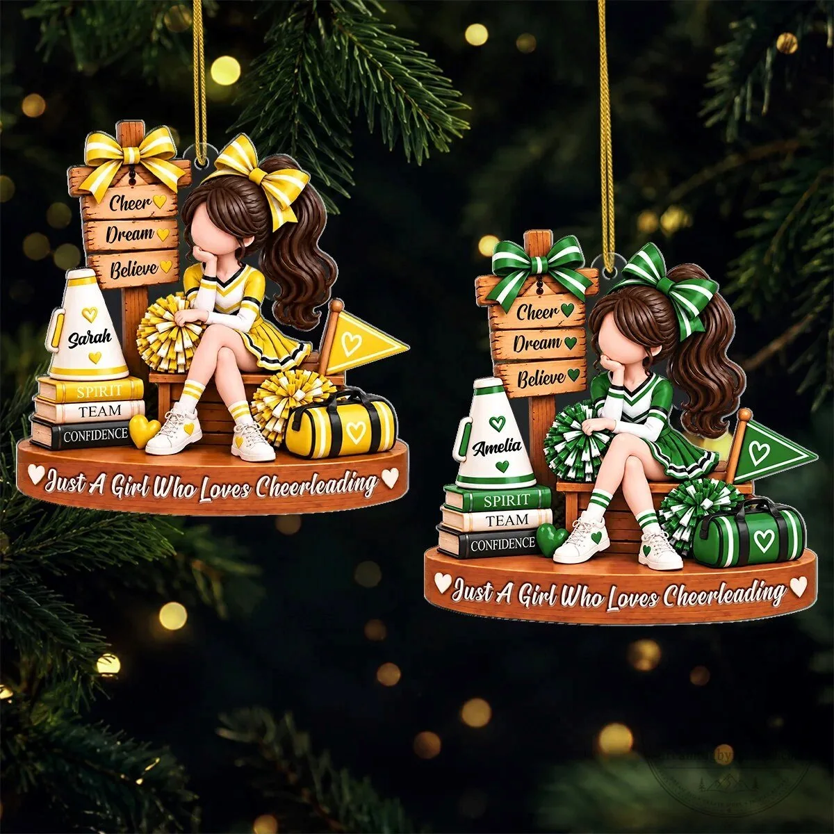 Personalized Cheerleader Girl Christmas Tree Ornament 7 Personalized Cheerleader Girl Christmas Tree Ornament