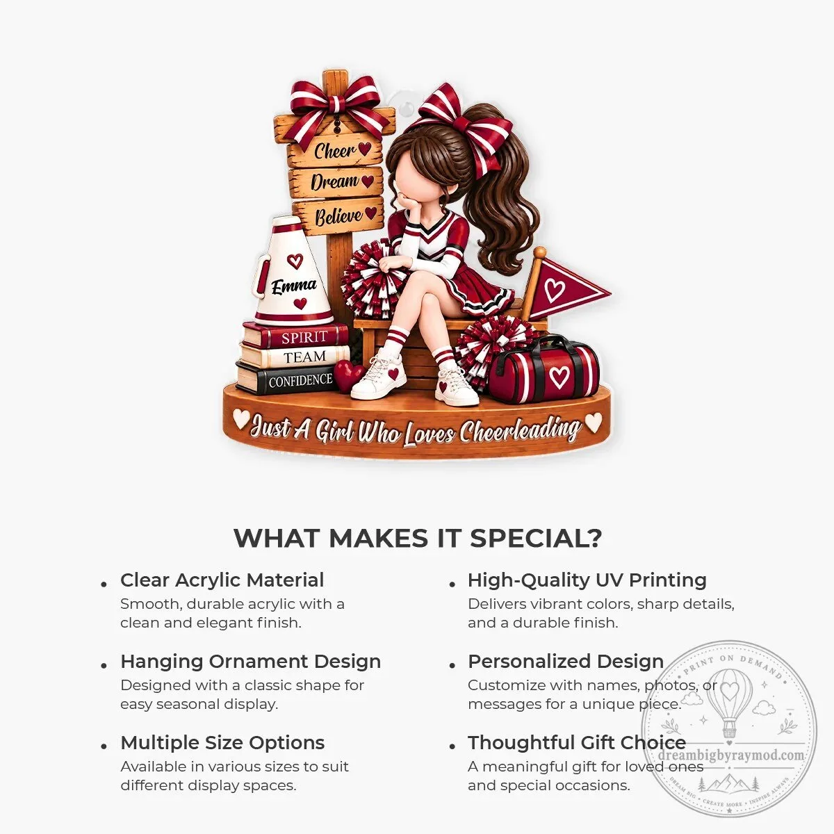 Personalized Cheerleader Girl Christmas Tree Ornament 11 Personalized Cheerleader Girl Christmas Tree Ornament