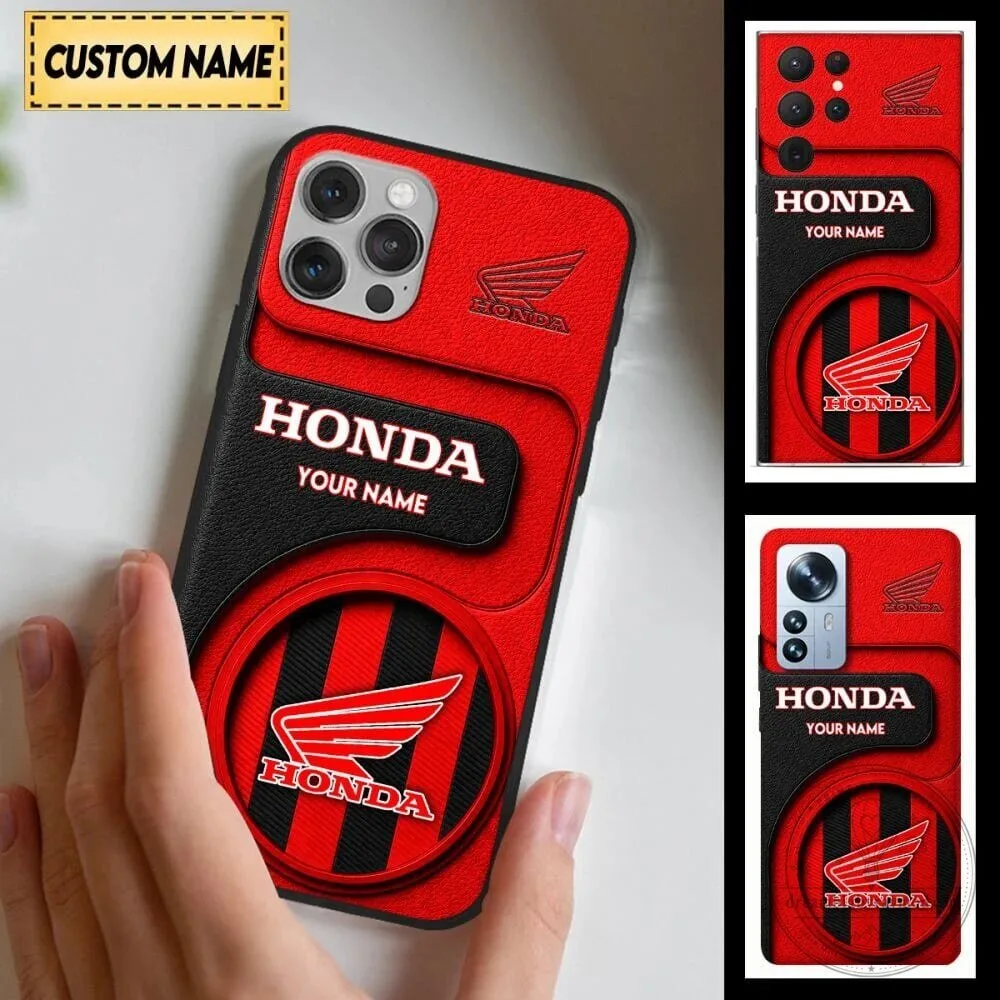 Honda Red and Black Custom Name Phone Case for iPhone and Samsung Galaxy