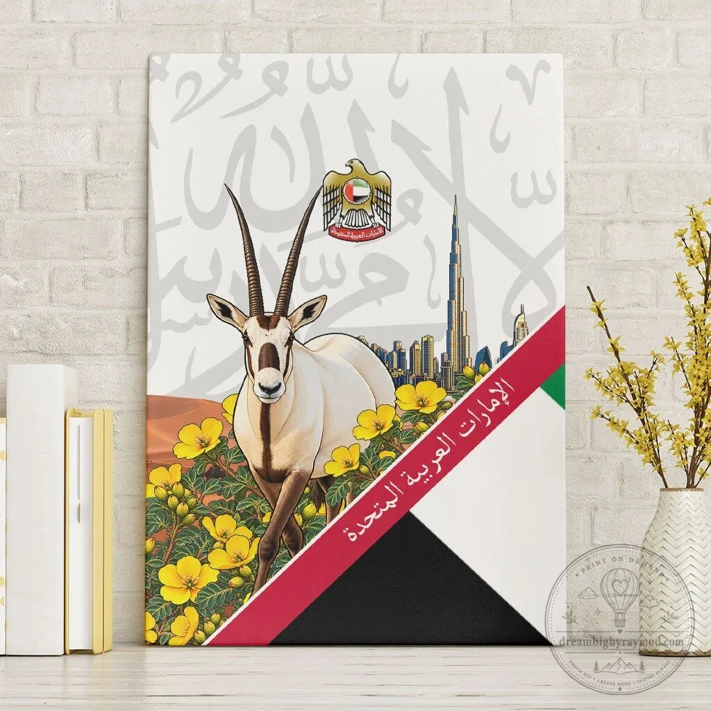 United Arab Emirates National Day Arabian Oryx Canvas Wall Art Emirati Pride