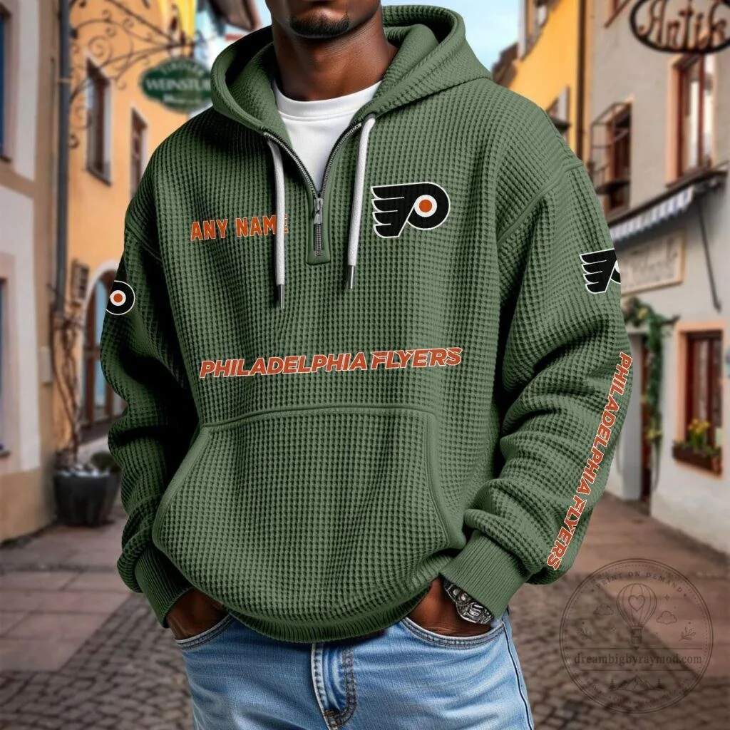 Philadelphia Flyers Personalized Name Waffle Knit Quarter Zip Hoodie 17 Philadelphia Flyers Personalized Name Waffle Knit Quarter Zip Hoodie