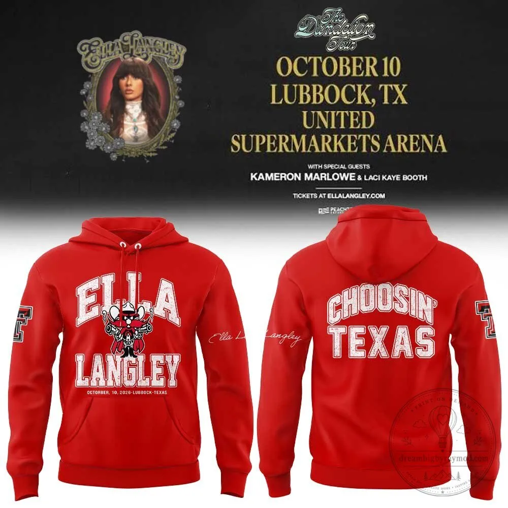 Ella Langley Texas Tech Choosin’ Texas Concert Tour Red Hoodie