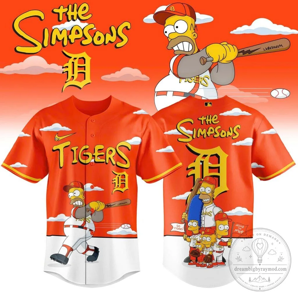 Homer Simpson Baseball Jersey featuring Detroit Tigers from The Simpsons Series
