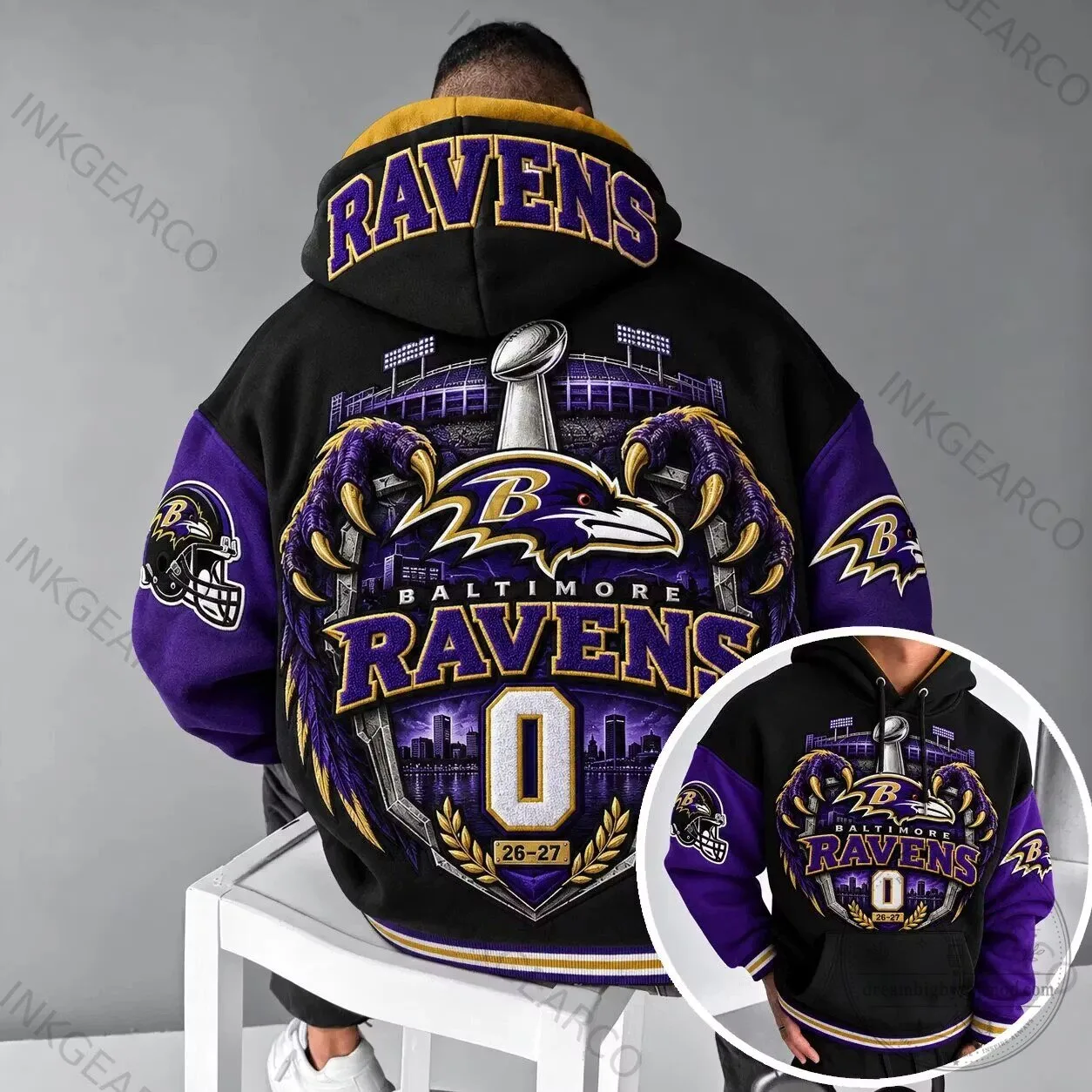 Baltimore Ravens Super Bowl Champions Football Team Logo Black Hoodie