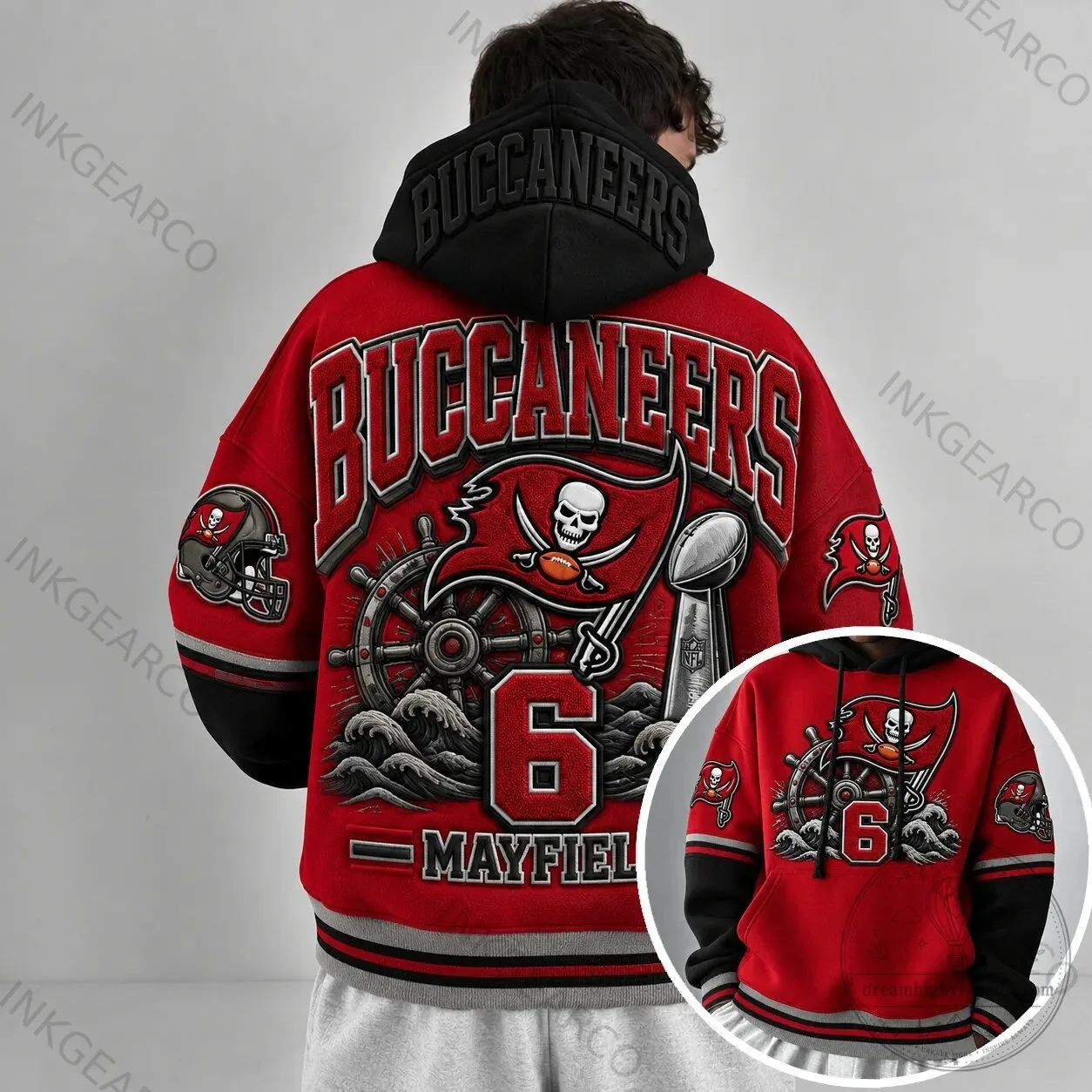 Tampa Bay Buccaneers American Football Team Red and Black Hoodie