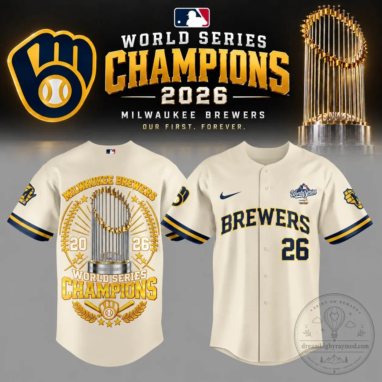 Milwaukee Brewers 2026 World Series Champions Commemorative Baseball Jersey 1 Milwaukee Brewers 2026 World Series Champions Commemorative Baseball Jersey