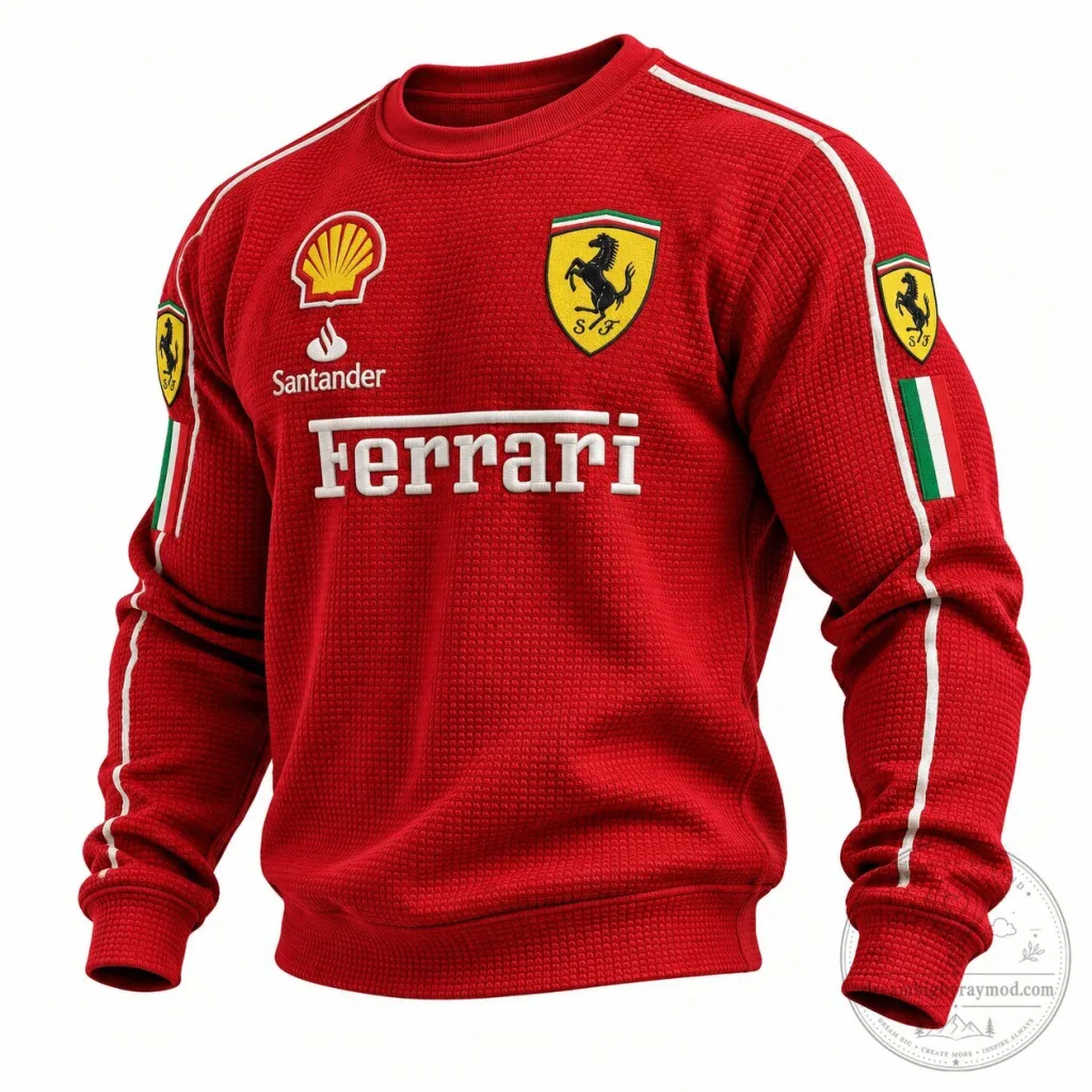 Ferrari Formula 1 Racing Team Waffle Knit Pullover Sweatshirt Ferrari Formula 1 Racing Team Waffle Knit Pullover Sweatshirt