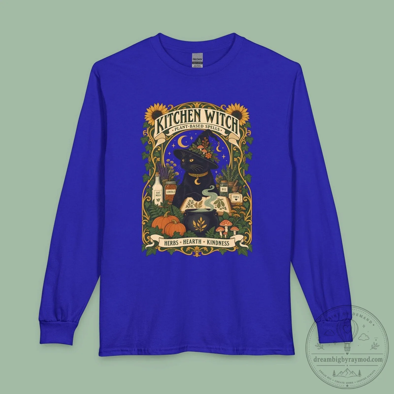 Kitchen Witch Plant Based Spells Black Cat Vintage Art Long Sleeve T-Shirt 5 Kitchen Witch Plant Based Spells Black Cat Vintage Art Long Sleeve T-Shirt