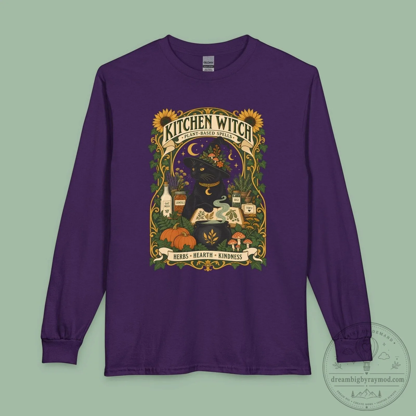 Kitchen Witch Plant Based Spells Black Cat Vintage Art Long Sleeve T-Shirt 6 Kitchen Witch Plant Based Spells Black Cat Vintage Art Long Sleeve T-Shirt