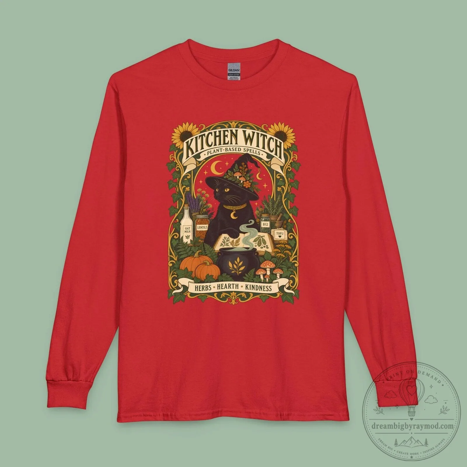Kitchen Witch Plant Based Spells Black Cat Vintage Art Long Sleeve T-Shirt 7 Kitchen Witch Plant Based Spells Black Cat Vintage Art Long Sleeve T-Shirt