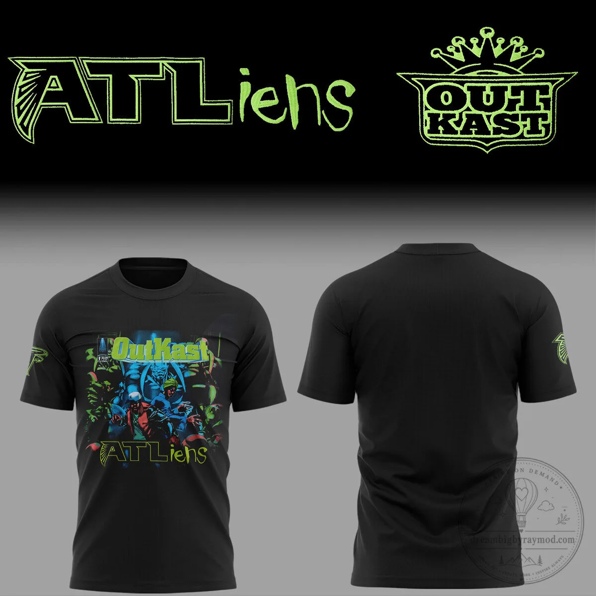 Black Graphic Tee Featuring OutKast's ATLiens Album Artwork