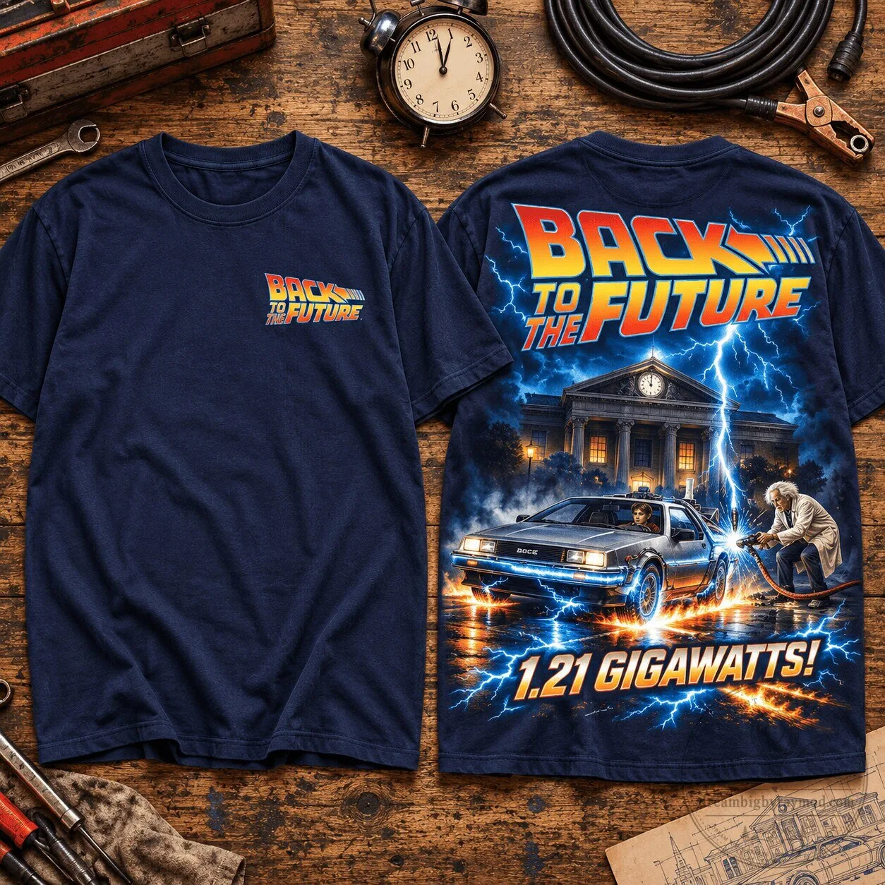Back to the Future DeLorean 1.21 Gigawatts Time Travel Movie T-Shirt