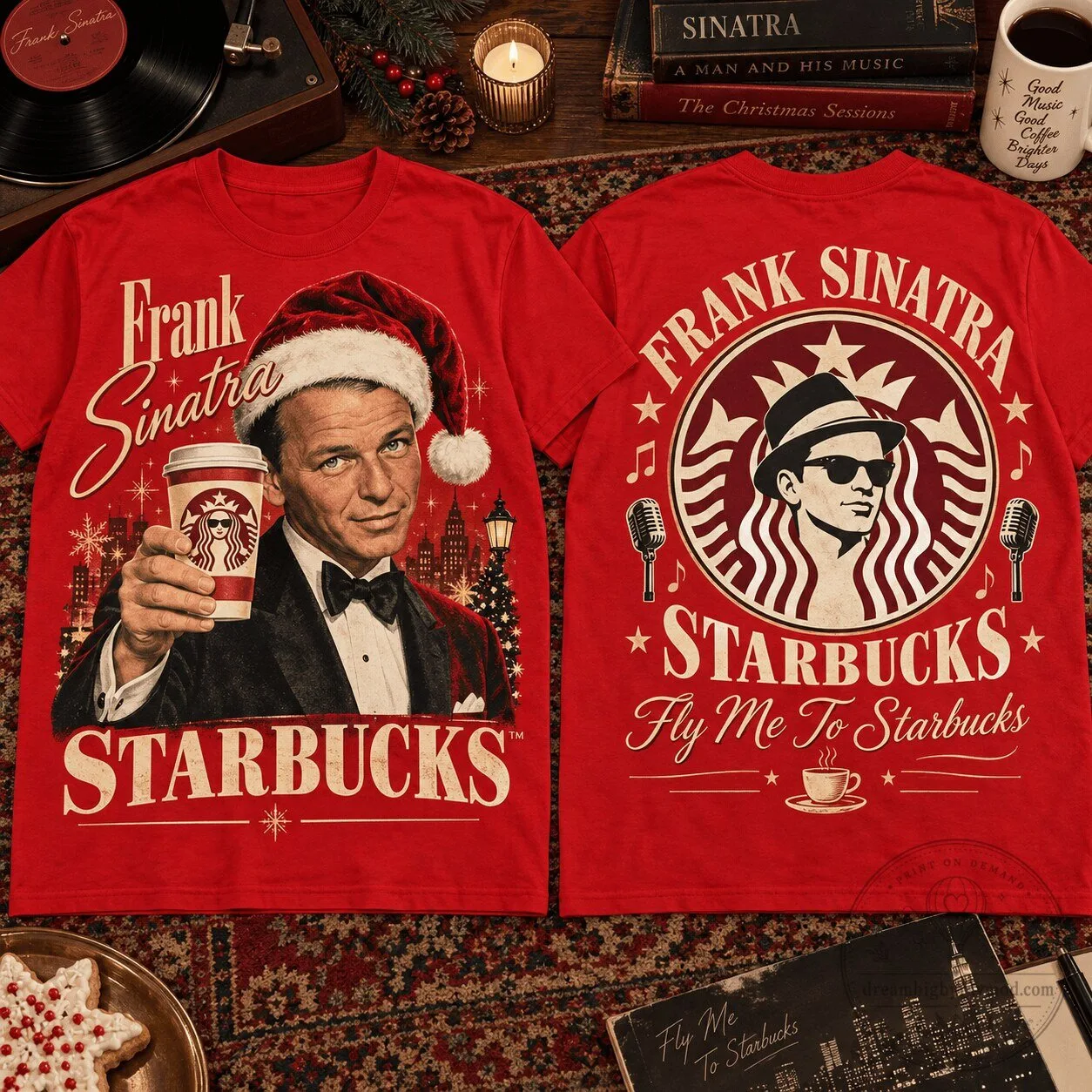 Frank Sinatra Starbucks Christmas Holiday Coffee Fan T-Shirt