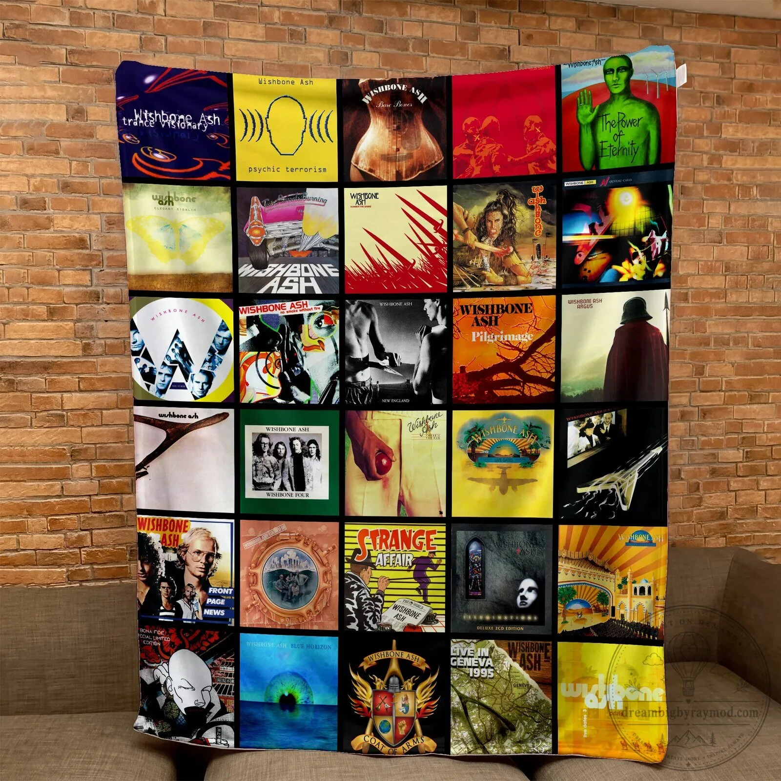 Wishbone Ash Album Covers Collage Sherpa Blanket - Classic Rock Music Fan Gift